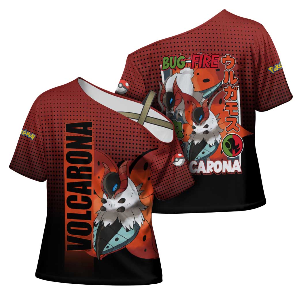 Volcarona from Poké Cross Shoulder Shirt Bug and Fire Types Featuring Bright and Fiery Design - The Mazicc