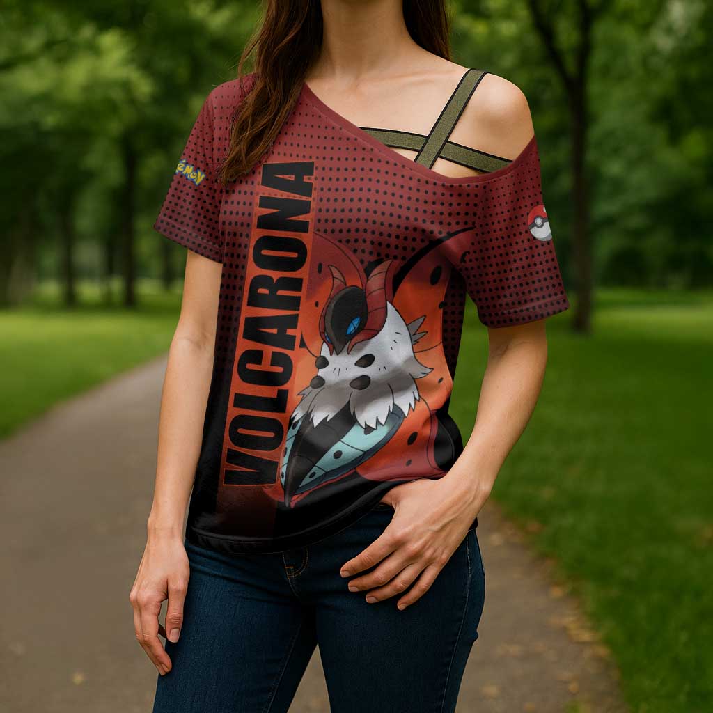 Volcarona from Poké Cross Shoulder Shirt Bug and Fire Types Featuring Bright and Fiery Design - The Mazicc