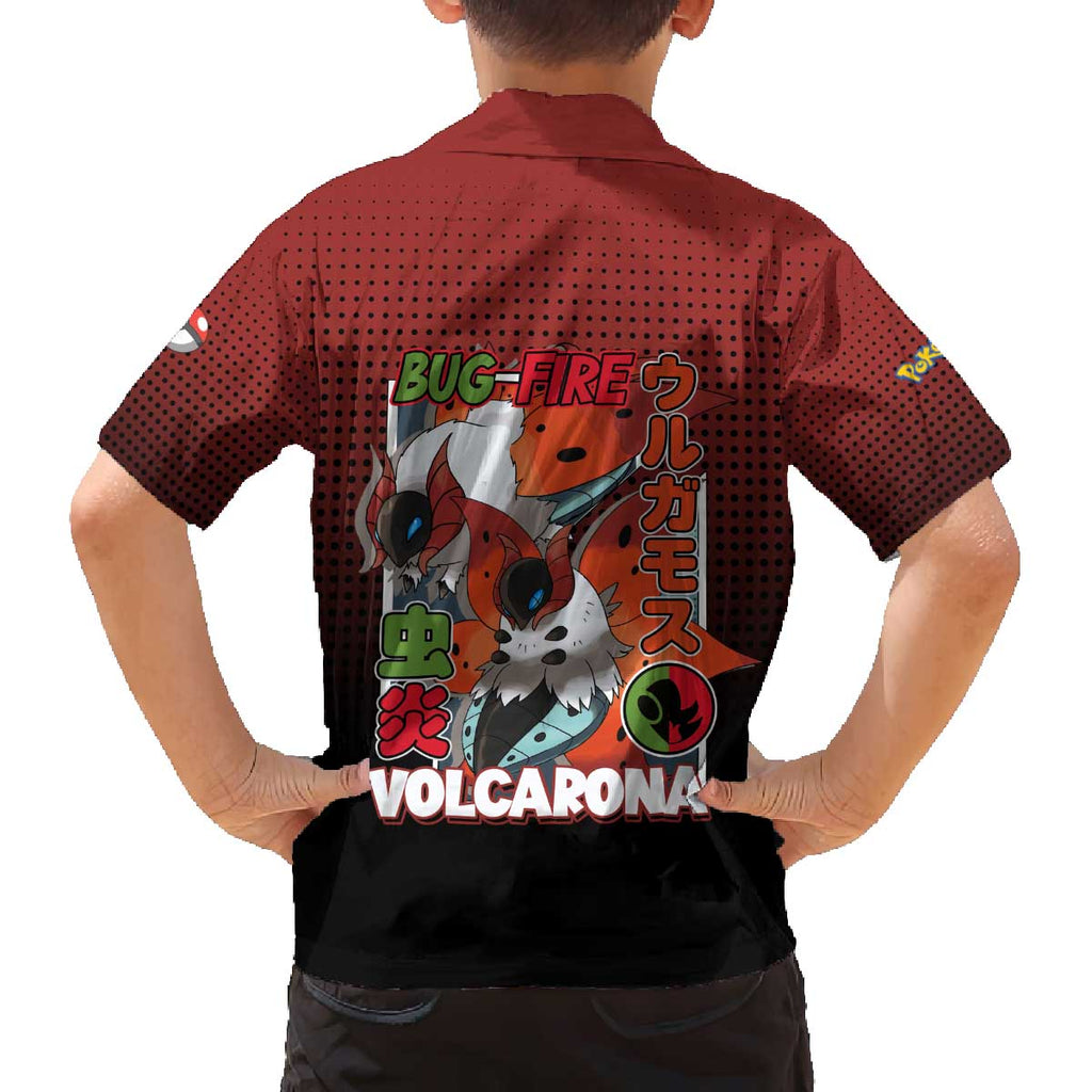 Volcarona from Poké Family Matching Off The Shoulder Long Sleeve Dress and Hawaiian Shirt Bug and Fire Types Featuring Bright and Fiery Design - The Mazicc