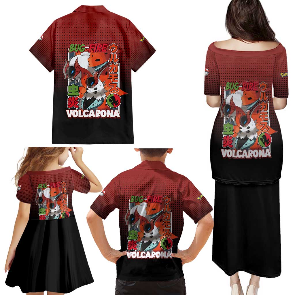 Volcarona from Poké Family Matching Puletasi and Hawaiian Shirt Bug and Fire Types Featuring Bright and Fiery Design - The Mazicc