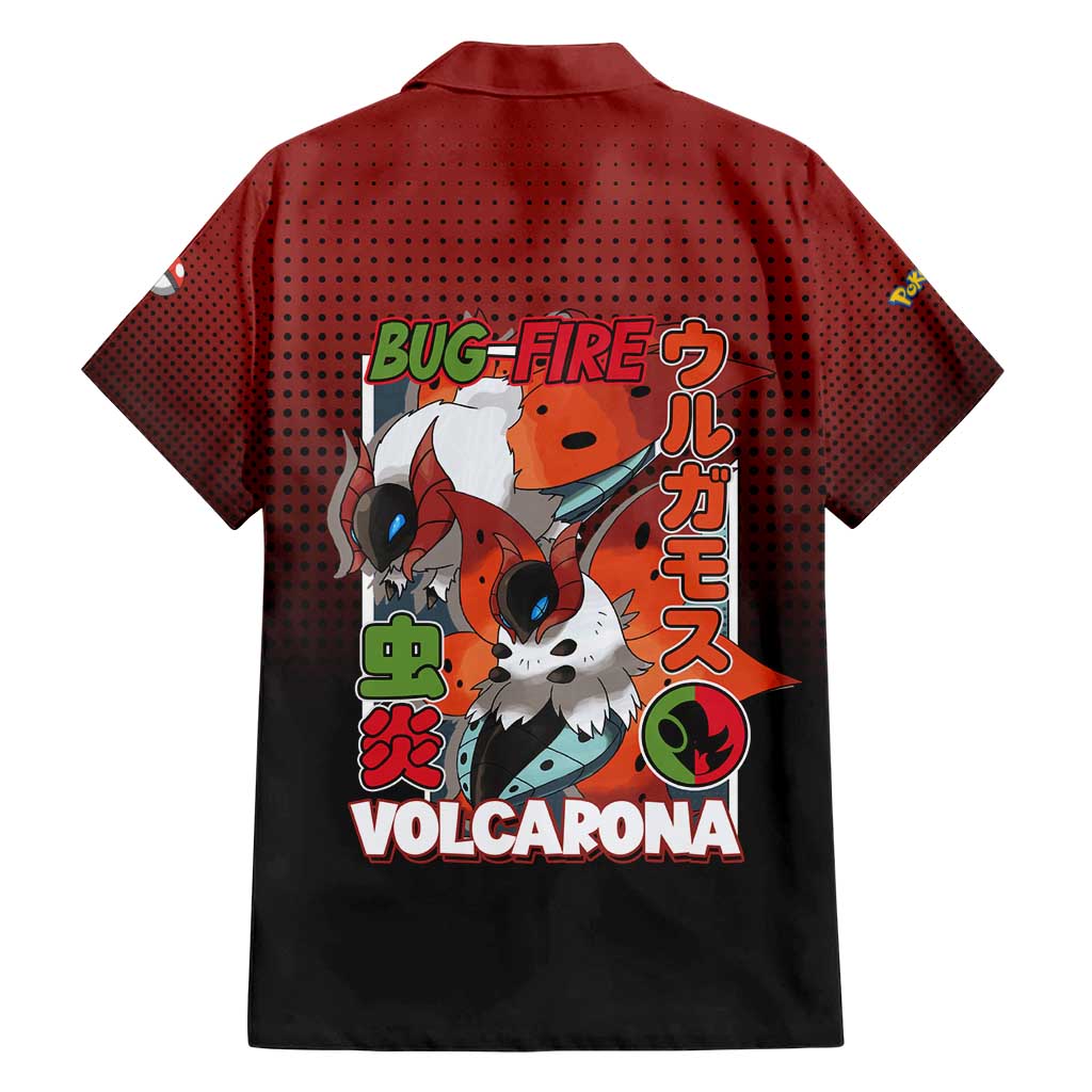 Volcarona from Poké Family Matching Short Sleeve Bodycon Dress and Hawaiian Shirt Bug and Fire Types Featuring Bright and Fiery Design - The Mazicc