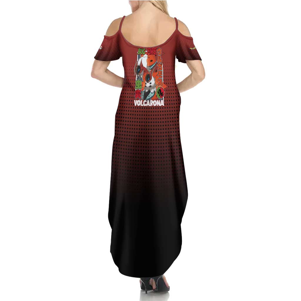 Volcarona from Poké Family Matching Summer Maxi Dress and Hawaiian Shirt Bug and Fire Types Featuring Bright and Fiery Design - The Mazicc