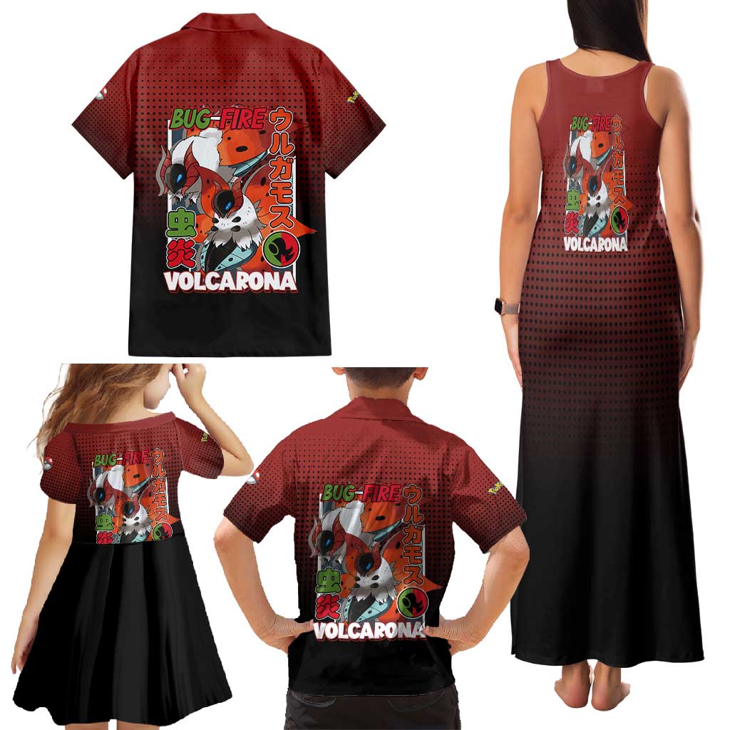 Volcarona from Poké Family Matching Tank Maxi Dress and Hawaiian Shirt Bug and Fire Types Featuring Bright and Fiery Design - The Mazicc
