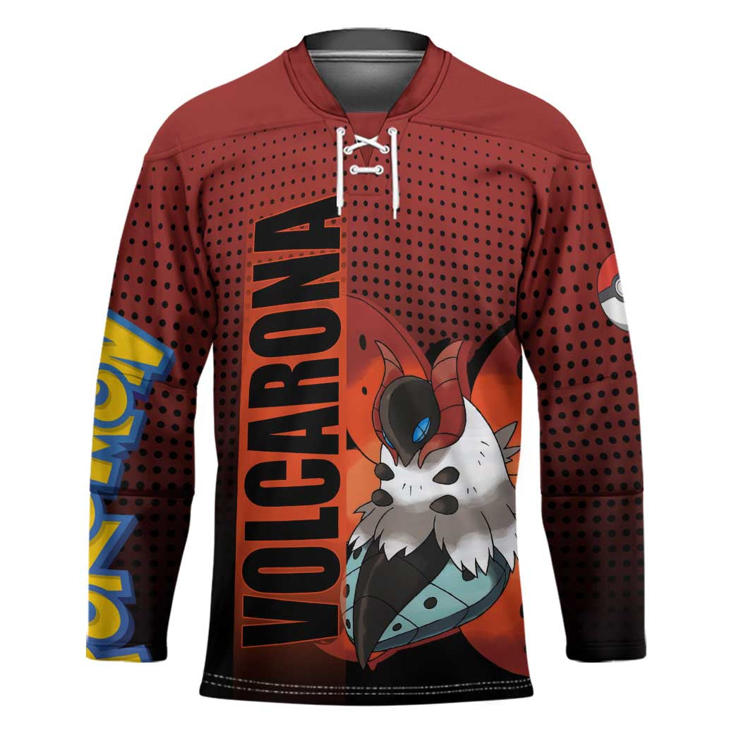 Volcarona from Poké Hockey Jersey Bug and Fire Types Featuring Bright and Fiery Design - The Mazicc