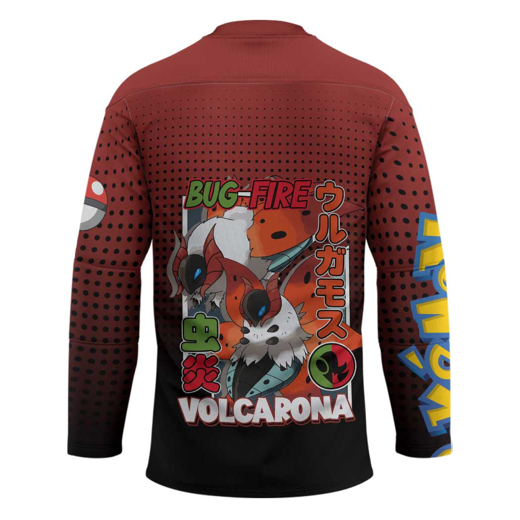 Volcarona from Poké Hockey Jersey Bug and Fire Types Featuring Bright and Fiery Design - The Mazicc