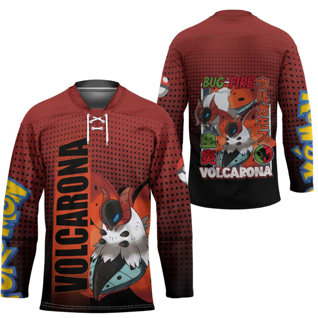 Volcarona from Poké Hockey Jersey Bug and Fire Types Featuring Bright and Fiery Design - The Mazicc