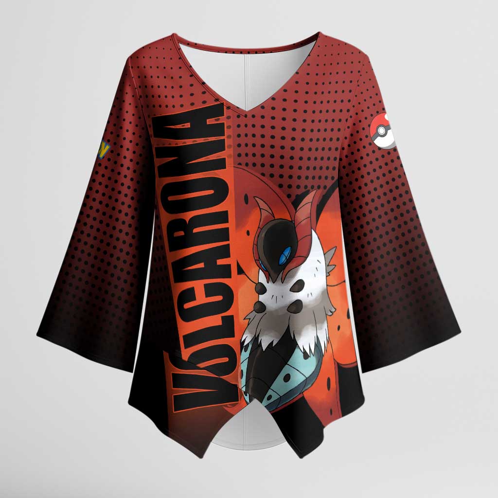 Volcarona from Poké Kimono Sleeve Blouse Bug and Fire Types Featuring Bright and Fiery Design - The Mazicc