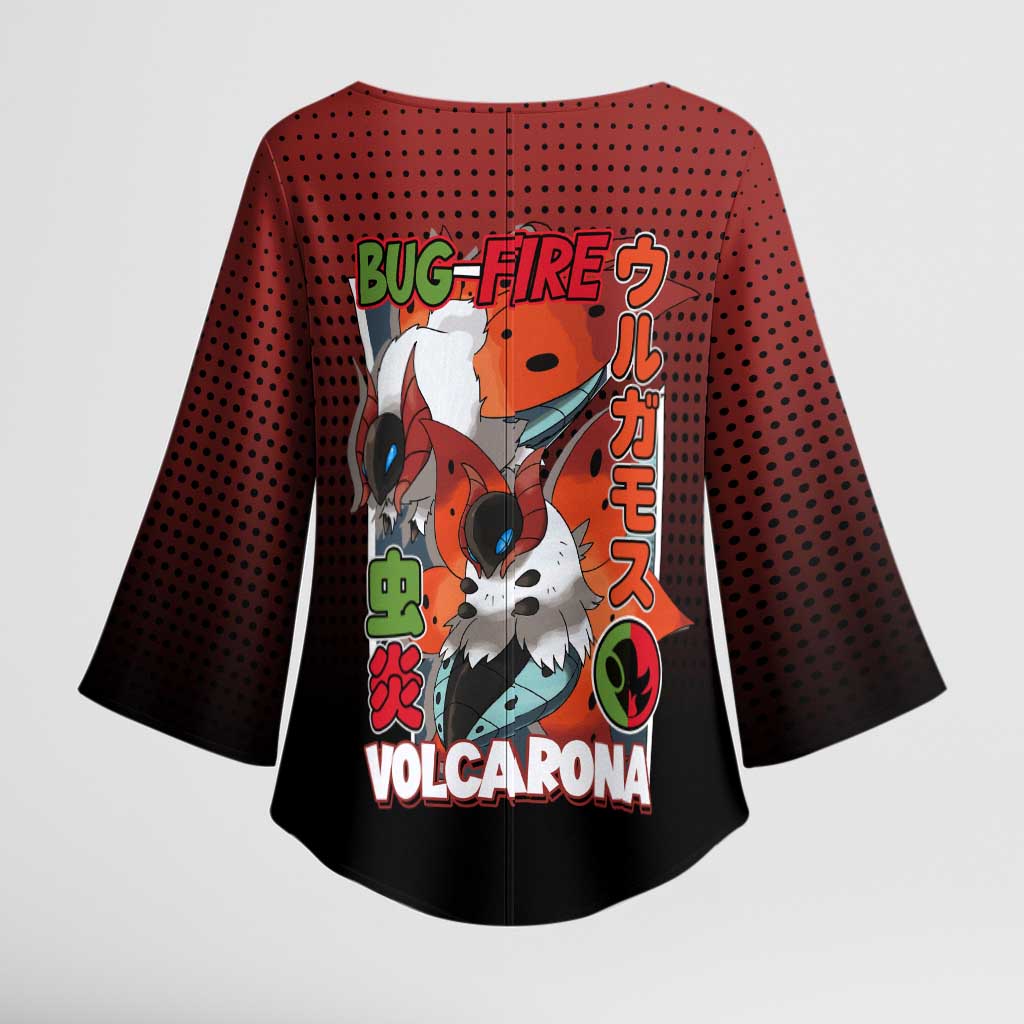 Volcarona from Poké Kimono Sleeve Blouse Bug and Fire Types Featuring Bright and Fiery Design - The Mazicc