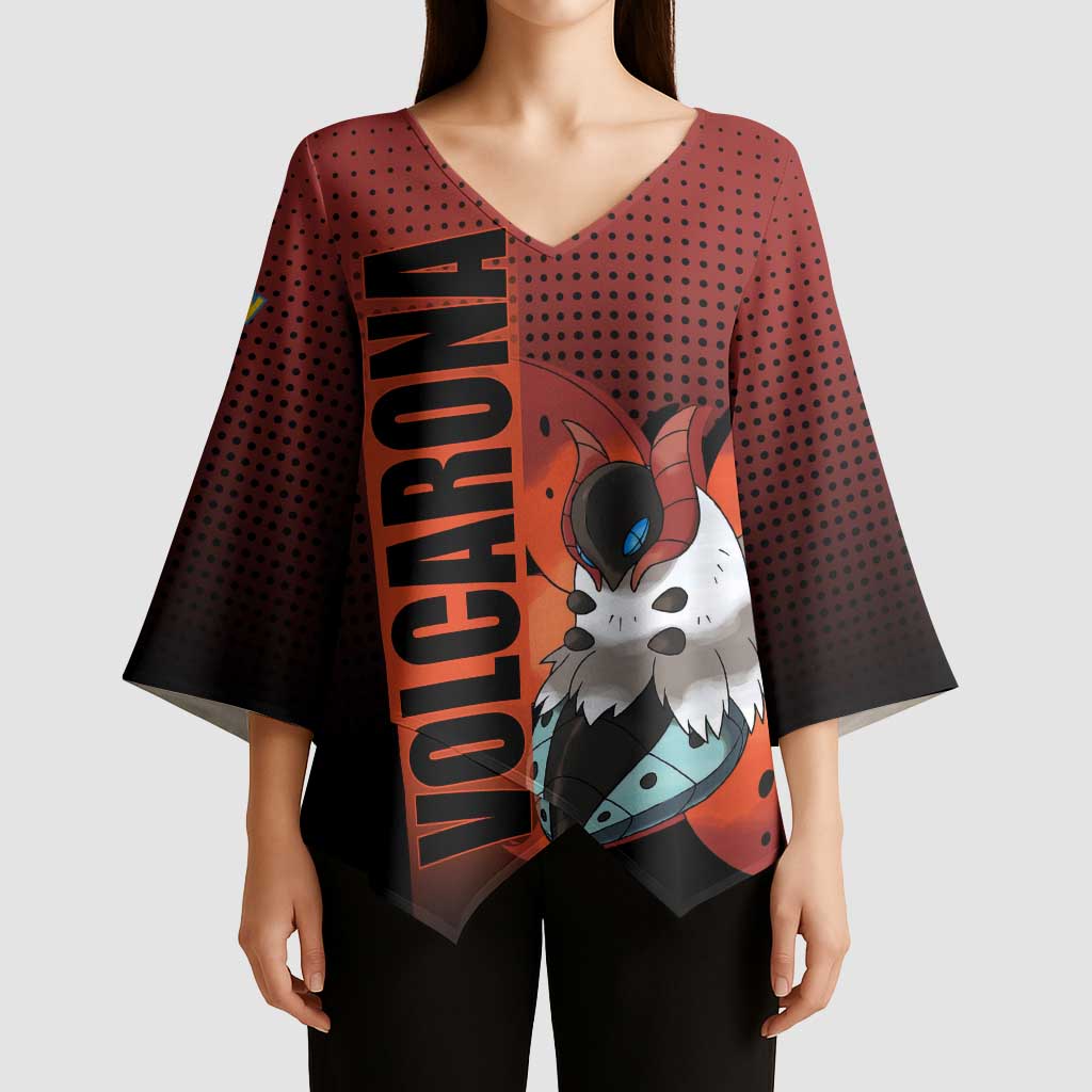 Volcarona from Poké Kimono Sleeve Blouse Bug and Fire Types Featuring Bright and Fiery Design - The Mazicc