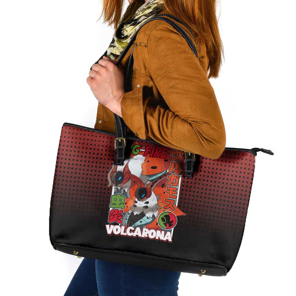 Volcarona from Poké Leather Tote Bag Bug and Fire Types Featuring Bright and Fiery Design - The Mazicc