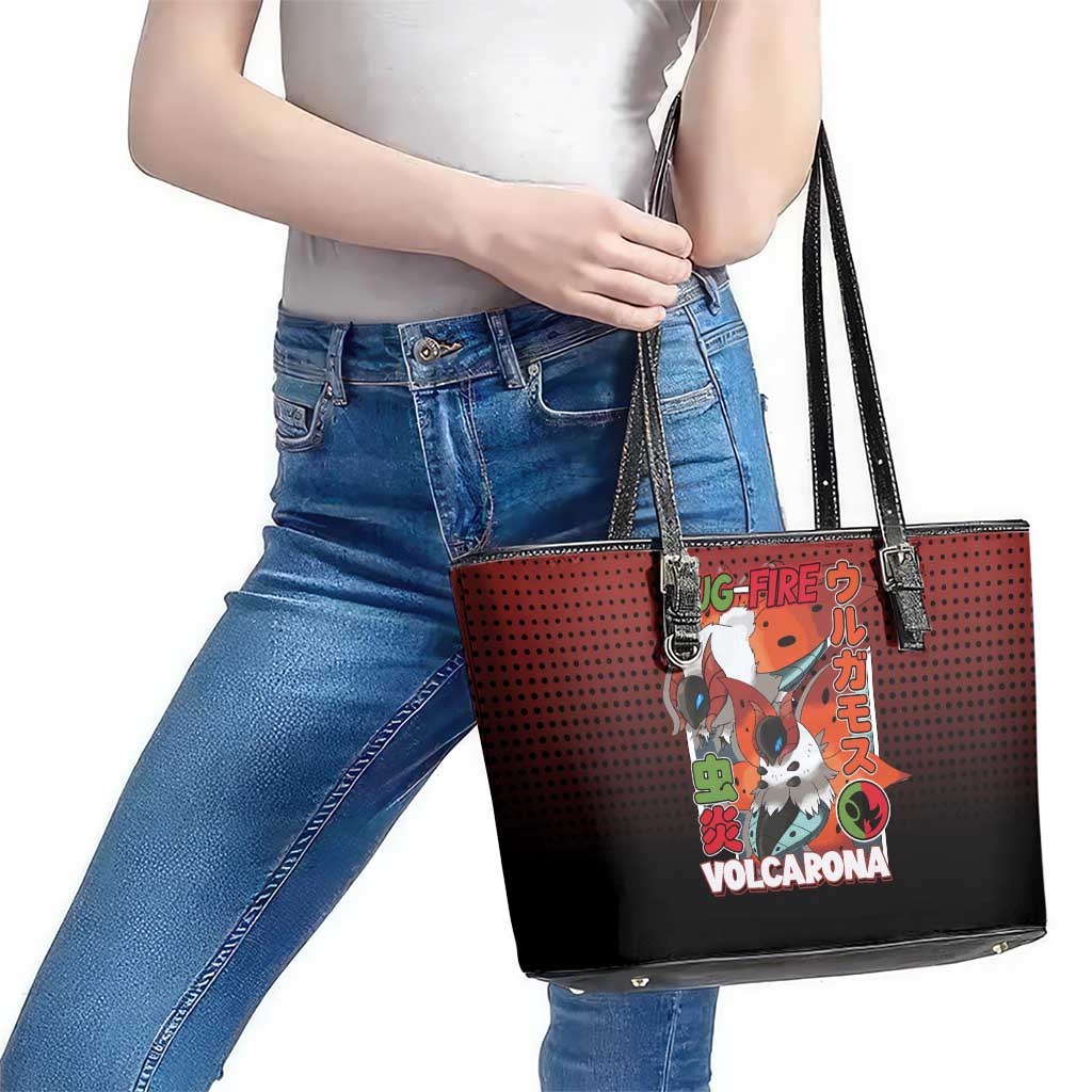 Volcarona from Poké Leather Tote Bag Bug and Fire Types Featuring Bright and Fiery Design - The Mazicc