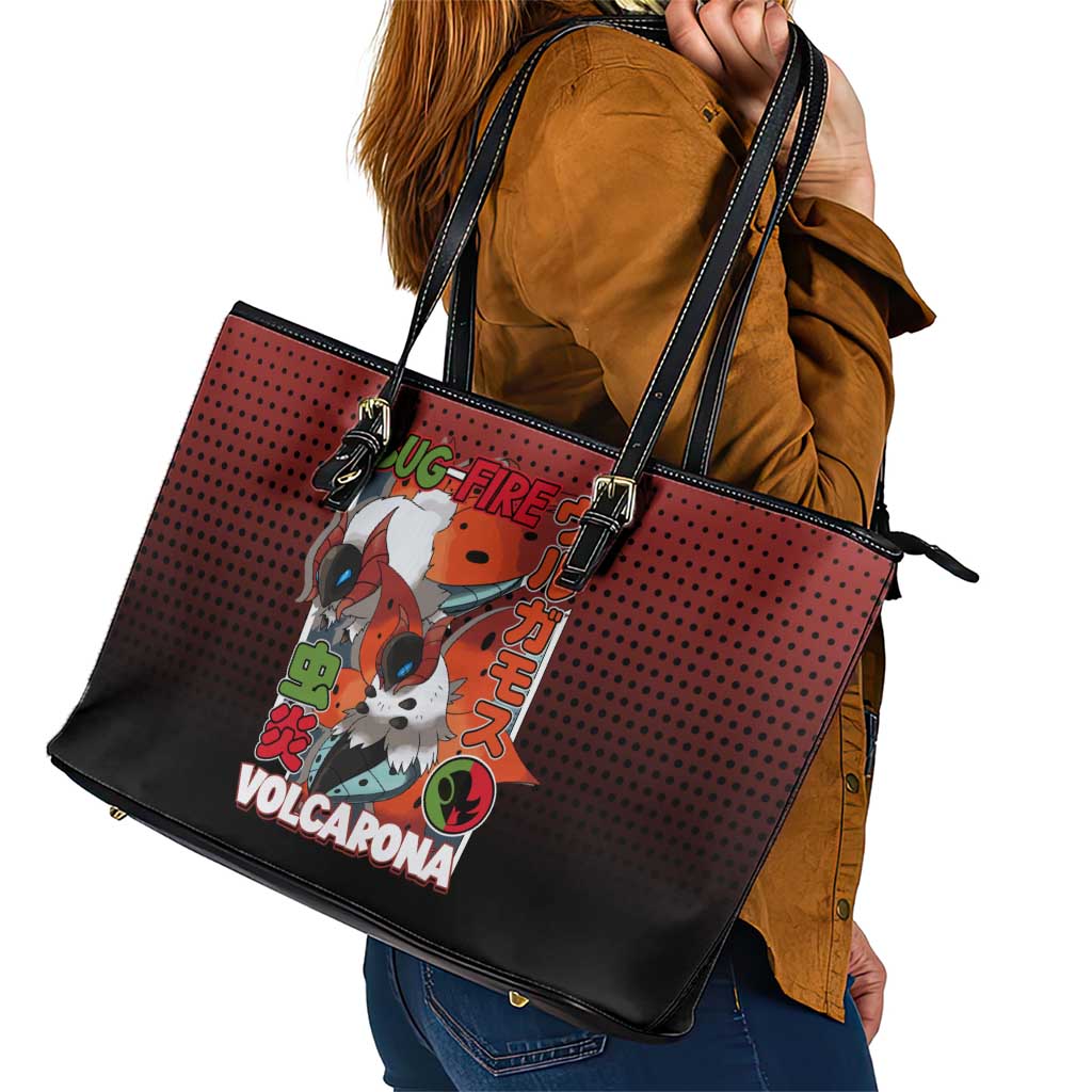 Volcarona from Poké Leather Tote Bag Bug and Fire Types Featuring Bright and Fiery Design - The Mazicc