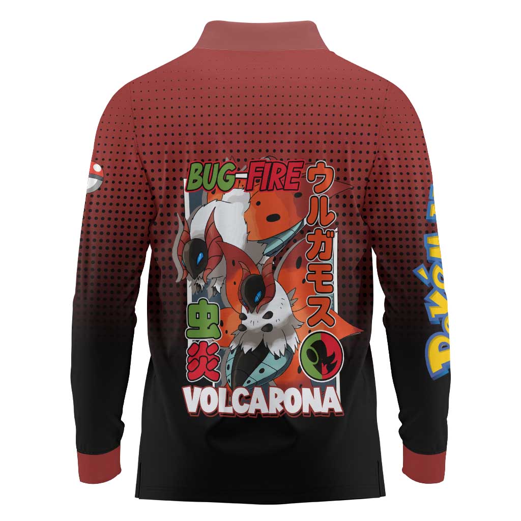 Volcarona from Poké Long Sleeve Polo Shirt Bug and Fire Types Featuring Bright and Fiery Design - The Mazicc