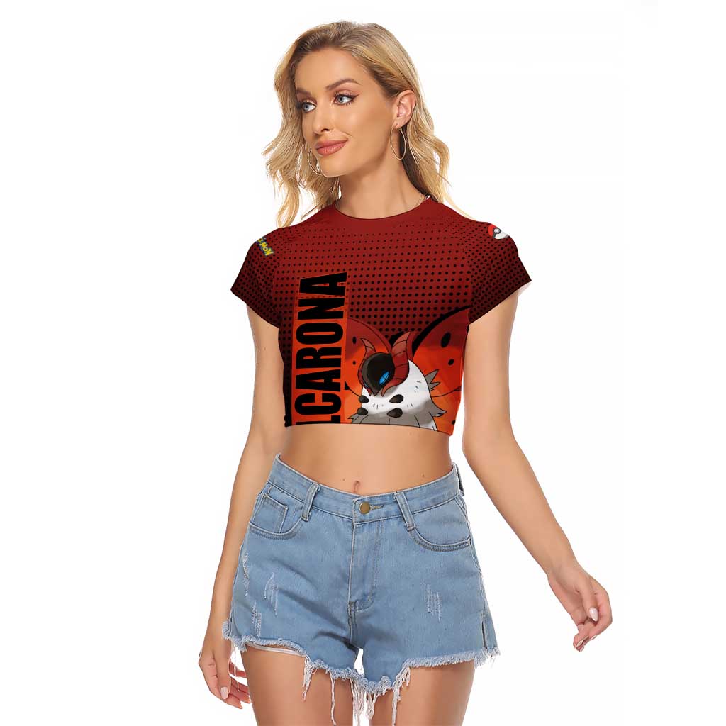 Volcarona from Poké Raglan Cropped T Shirt Bug and Fire Types Featuring Bright and Fiery Design - The Mazicc