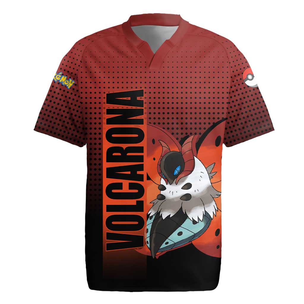 Volcarona from Poké Rugby Jersey Bug and Fire Types Featuring Bright and Fiery Design - The Mazicc
