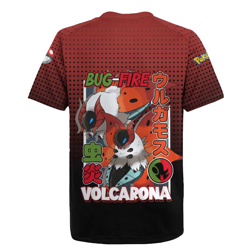 Volcarona from Poké Rugby Jersey Bug and Fire Types Featuring Bright and Fiery Design - The Mazicc