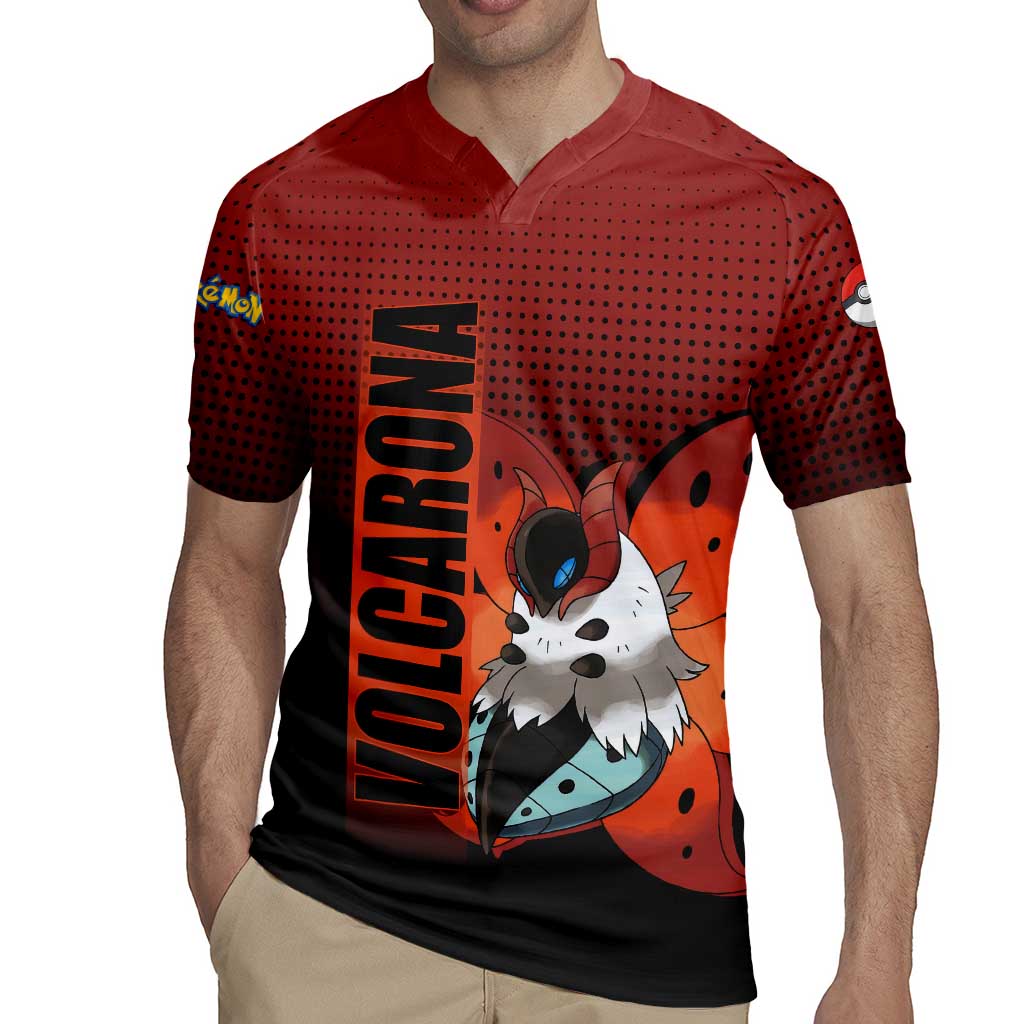 Volcarona from Poké Rugby Jersey Bug and Fire Types Featuring Bright and Fiery Design - The Mazicc