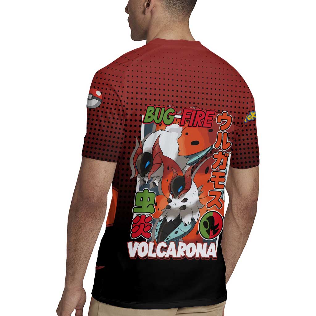 Volcarona from Poké Rugby Jersey Bug and Fire Types Featuring Bright and Fiery Design - The Mazicc