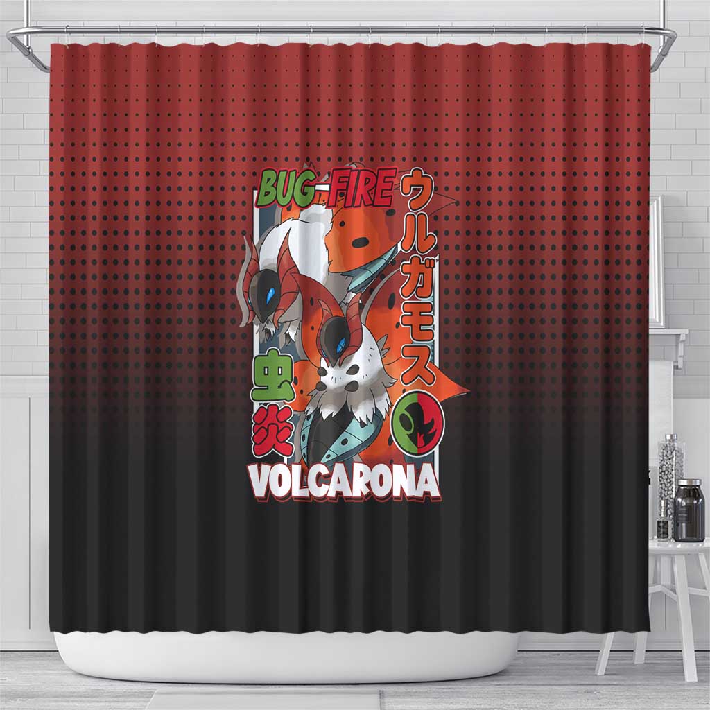 Volcarona from Poké Shower Curtain Bug and Fire Types Featuring Bright and Fiery Design - The Mazicc