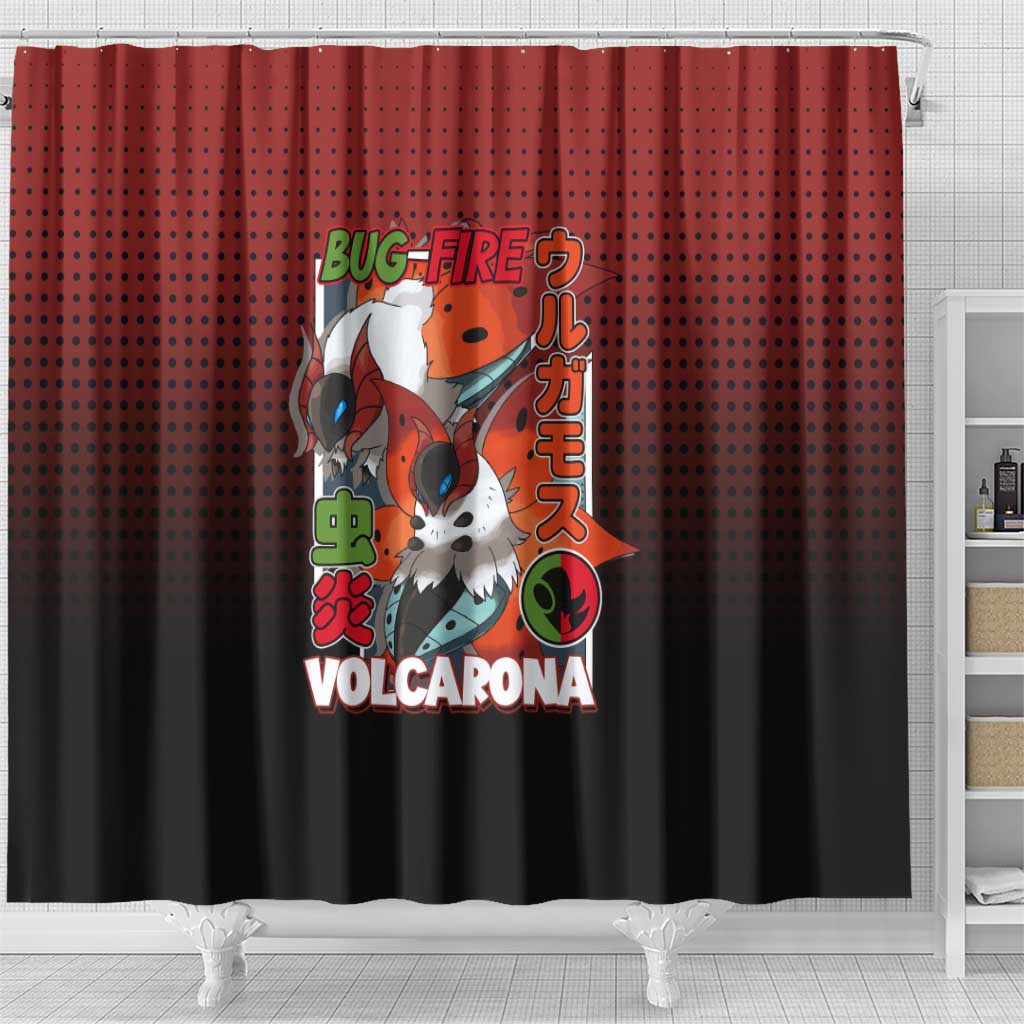 Volcarona from Poké Shower Curtain Bug and Fire Types Featuring Bright and Fiery Design - The Mazicc