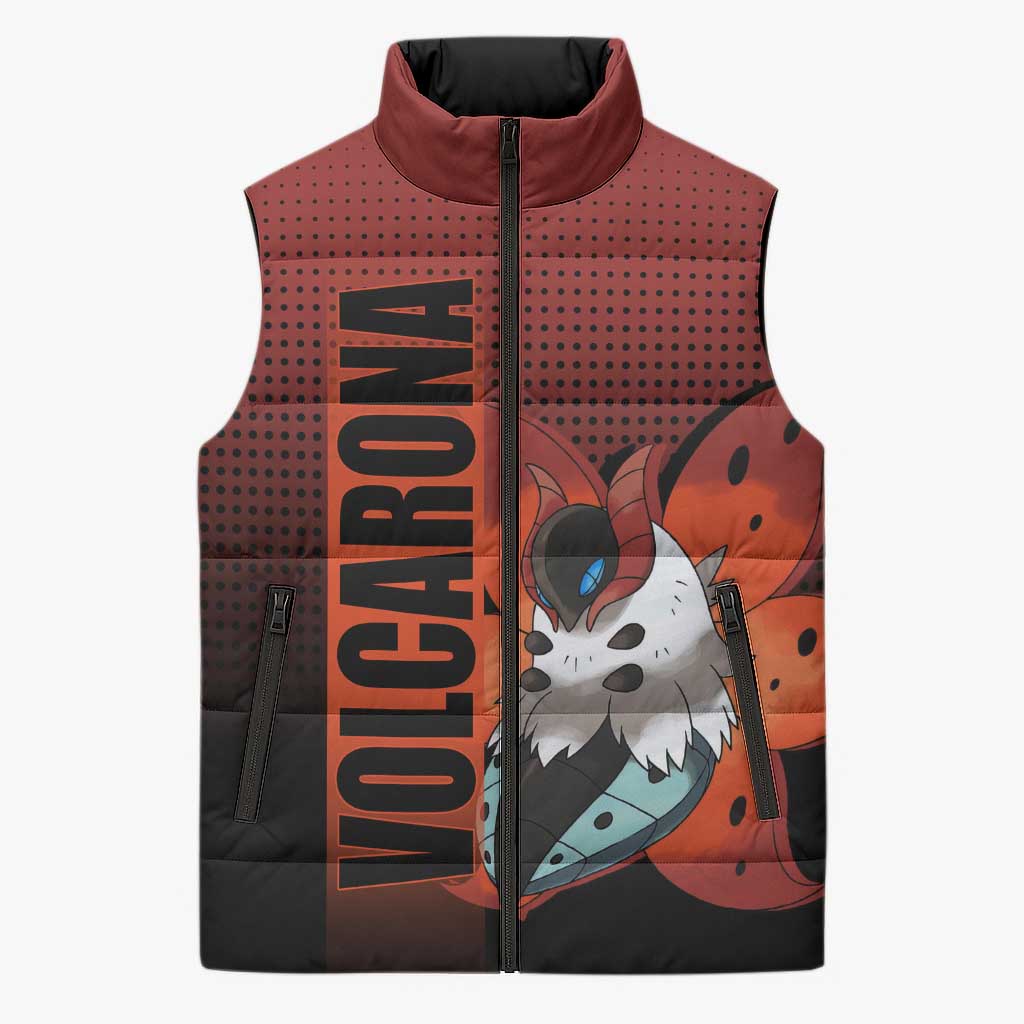 Volcarona from Poké Sleeveless Puffer Jacket Bug and Fire Types Featuring Bright and Fiery Design - The Mazicc