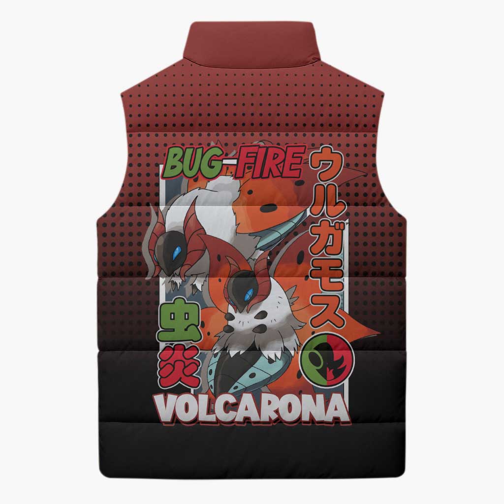 Volcarona from Poké Sleeveless Puffer Jacket Bug and Fire Types Featuring Bright and Fiery Design - The Mazicc