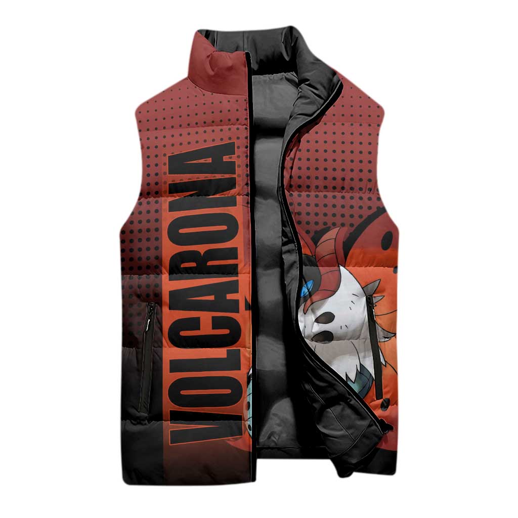 Volcarona from Poké Sleeveless Puffer Jacket Bug and Fire Types Featuring Bright and Fiery Design - The Mazicc