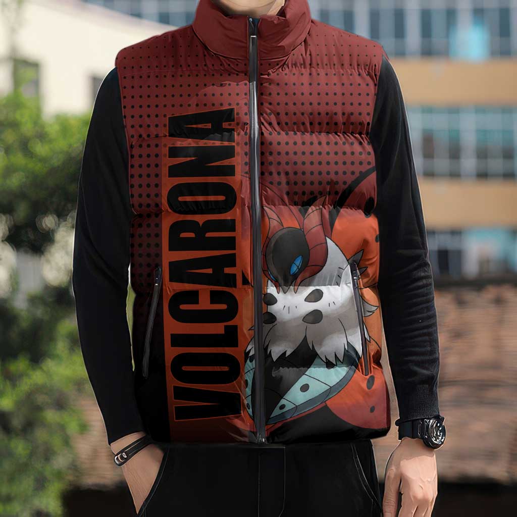 Volcarona from Poké Sleeveless Puffer Jacket Bug and Fire Types Featuring Bright and Fiery Design - The Mazicc