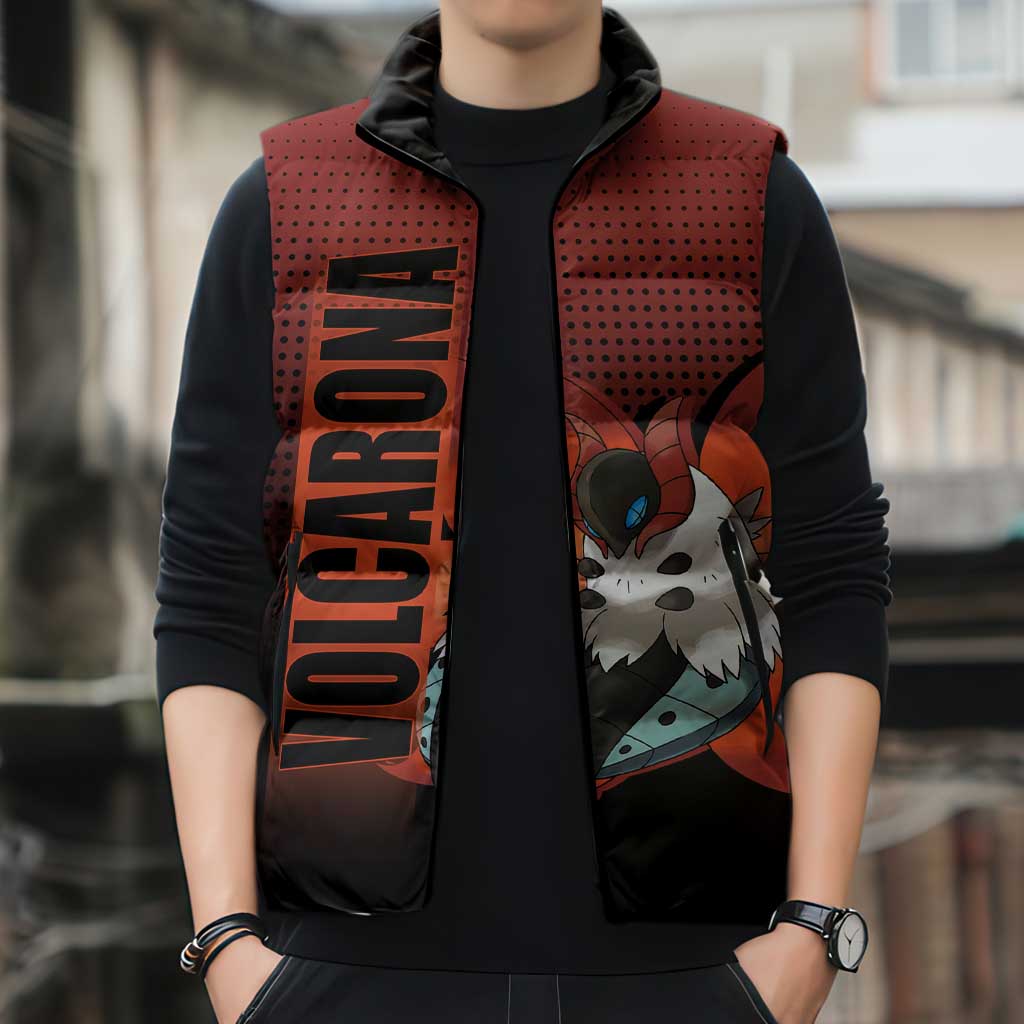 Volcarona from Poké Sleeveless Puffer Jacket Bug and Fire Types Featuring Bright and Fiery Design - The Mazicc