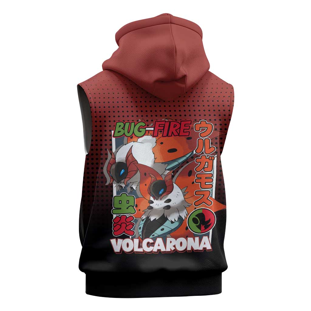 Volcarona from Poké Sleeveless Zip Hoodie Bug and Fire Types Featuring Bright and Fiery Design - The Mazicc