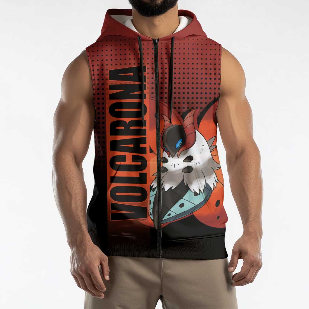 Volcarona from Poké Sleeveless Zip Hoodie Bug and Fire Types Featuring Bright and Fiery Design - The Mazicc