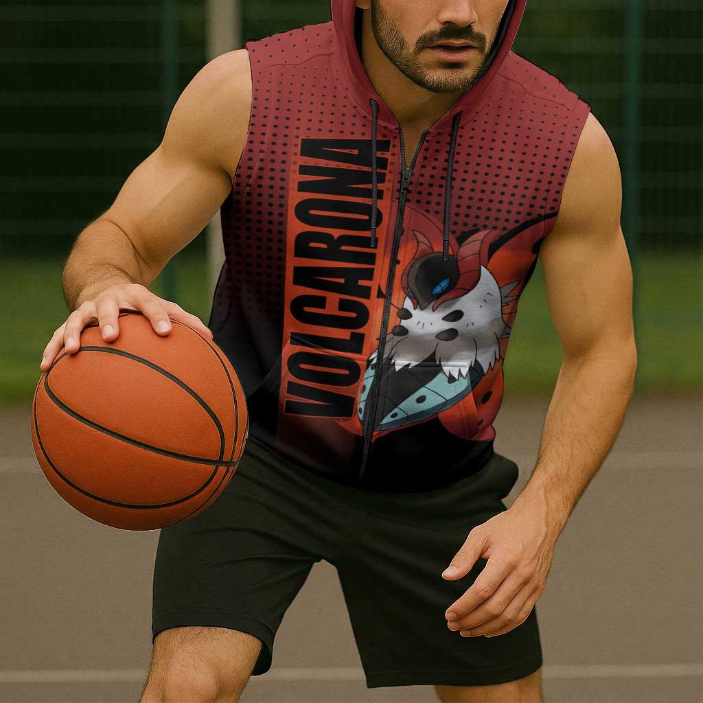 Volcarona from Poké Sleeveless Zip Hoodie Bug and Fire Types Featuring Bright and Fiery Design - The Mazicc