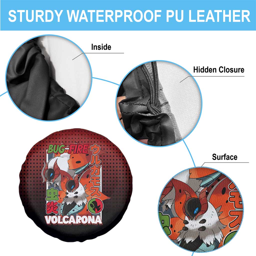 Volcarona from Poké Spare Tire Cover Bug and Fire Types Featuring Bright and Fiery Design - The Mazicc