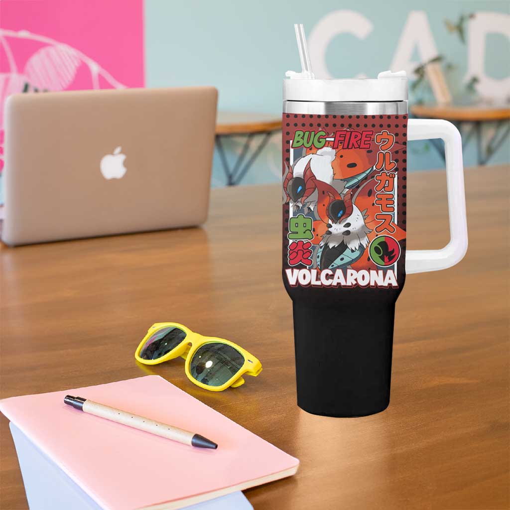Volcarona from Poké Tumbler With Handle Bug and Fire Types Featuring Bright and Fiery Design - The Mazicc