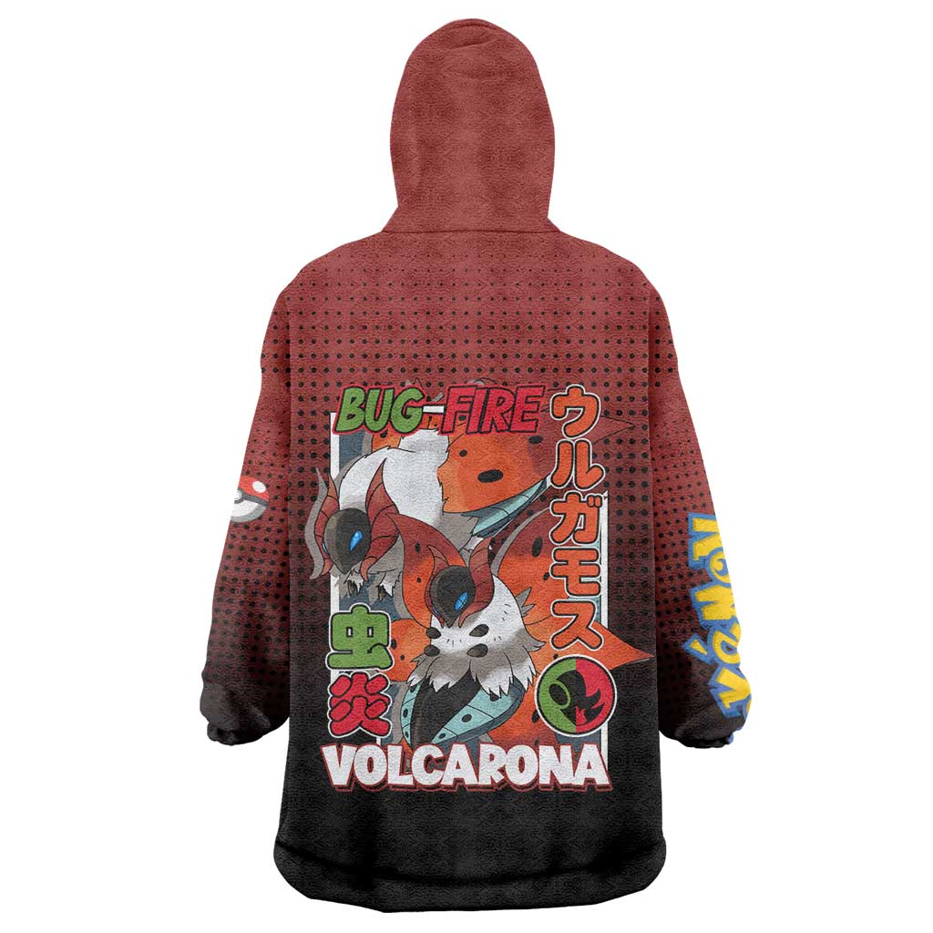 Volcarona from Poké Wearable Blanket Hoodie Bug and Fire Types Featuring Bright and Fiery Design - The Mazicc