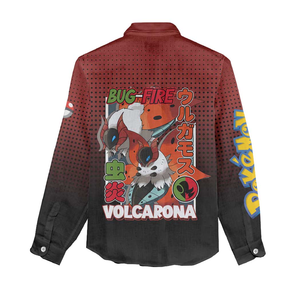 Volcarona from Poké Women Casual Shirt Bug and Fire Types Featuring Bright and Fiery Design - The Mazicc