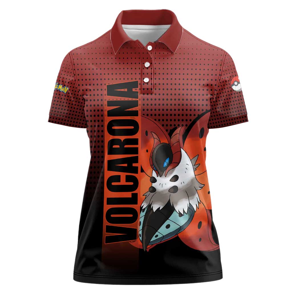 Volcarona from Poké Women Polo Shirt Bug and Fire Types Featuring Bright and Fiery Design - The Mazicc