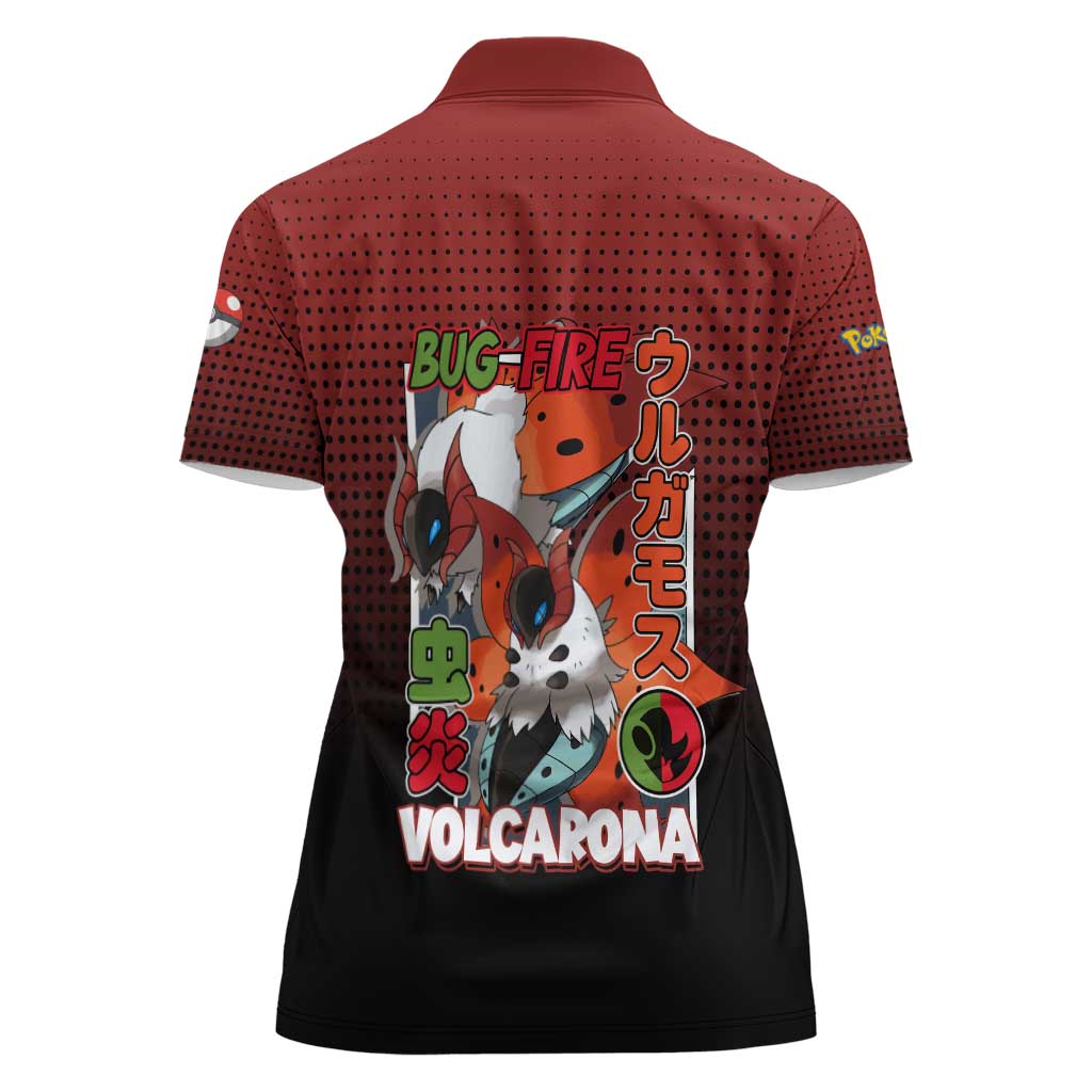 Volcarona from Poké Women Polo Shirt Bug and Fire Types Featuring Bright and Fiery Design - The Mazicc