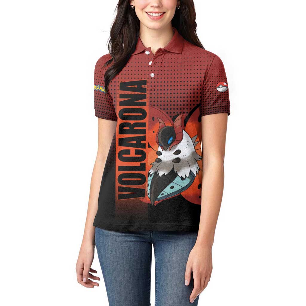 Volcarona from Poké Women Polo Shirt Bug and Fire Types Featuring Bright and Fiery Design - The Mazicc
