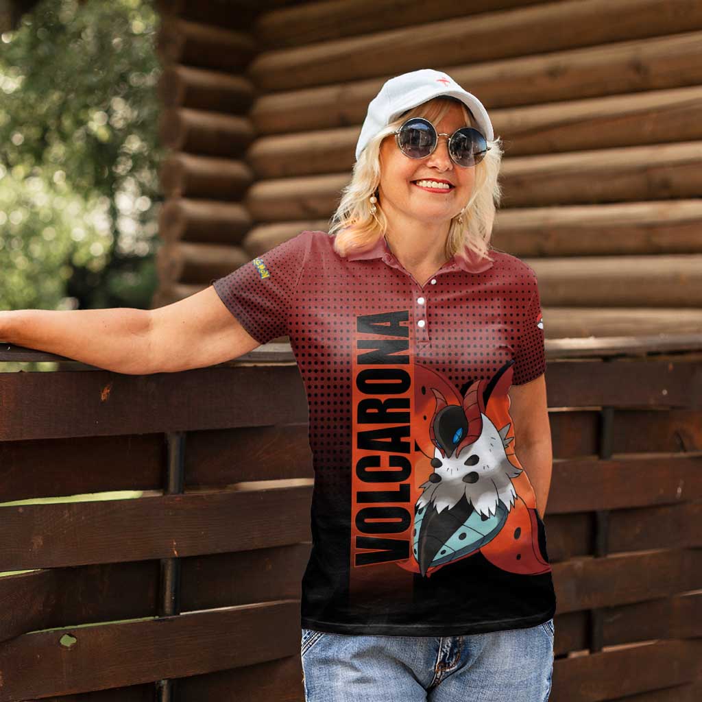 Volcarona from Poké Women Polo Shirt Bug and Fire Types Featuring Bright and Fiery Design - The Mazicc