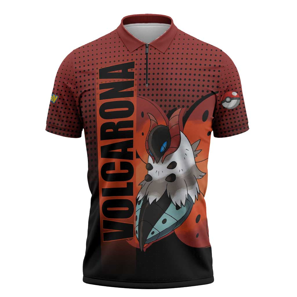 Volcarona from Poké Zipper Polo Shirt Bug and Fire Types Featuring Bright and Fiery Design - The Mazicc