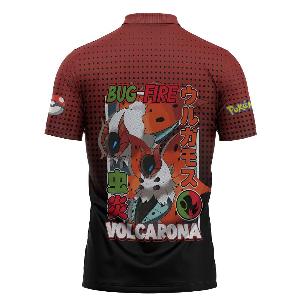 Volcarona from Poké Zipper Polo Shirt Bug and Fire Types Featuring Bright and Fiery Design - The Mazicc
