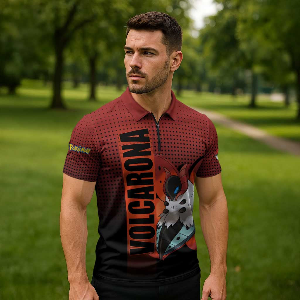 Volcarona from Poké Zipper Polo Shirt Bug and Fire Types Featuring Bright and Fiery Design - The Mazicc