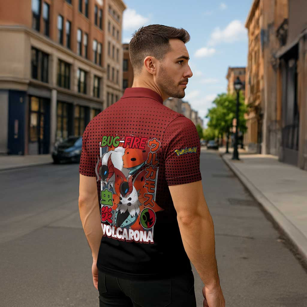 Volcarona from Poké Zipper Polo Shirt Bug and Fire Types Featuring Bright and Fiery Design - The Mazicc