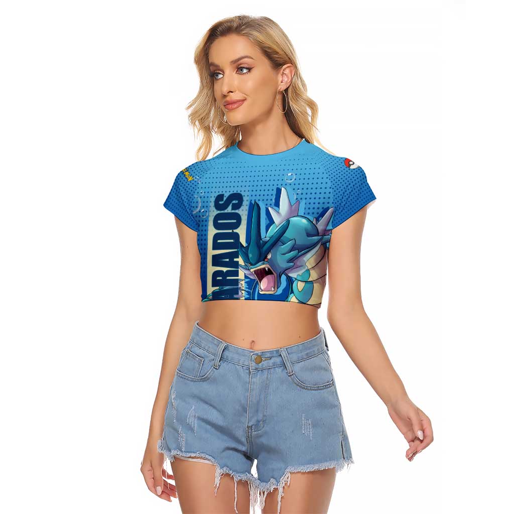 Gyarados from Poké Raglan Cropped T Shirt with Water Type Power and Fierce Design - The Mazicc