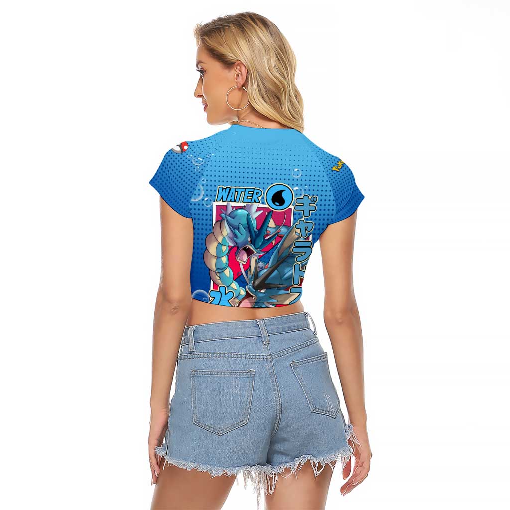 Gyarados from Poké Raglan Cropped T Shirt with Water Type Power and Fierce Design - The Mazicc
