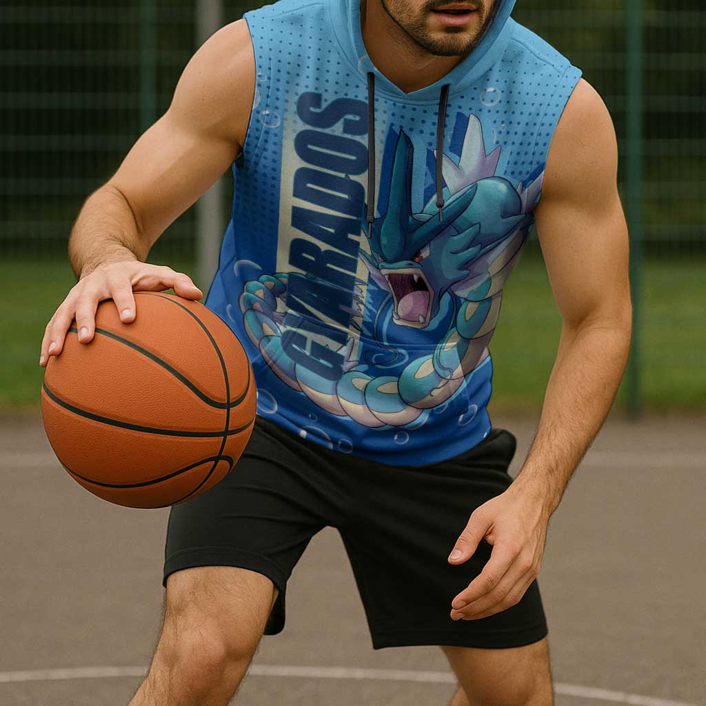 Gyarados from Poké Sleeveless Hoodie with Water Type Power and Fierce Design - The Mazicc