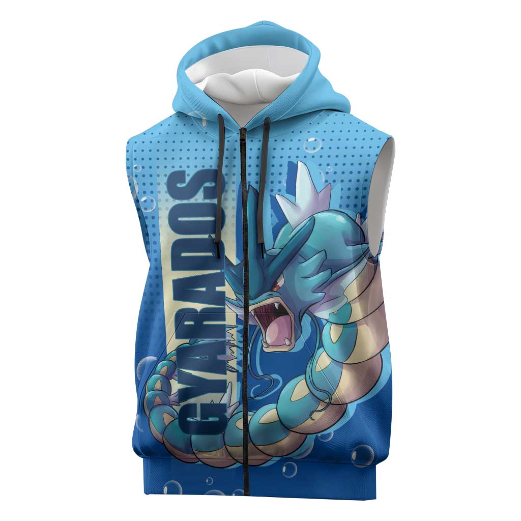 Gyarados from Poké Sleeveless Zip Hoodie with Water Type Power and Fierce Design - The Mazicc