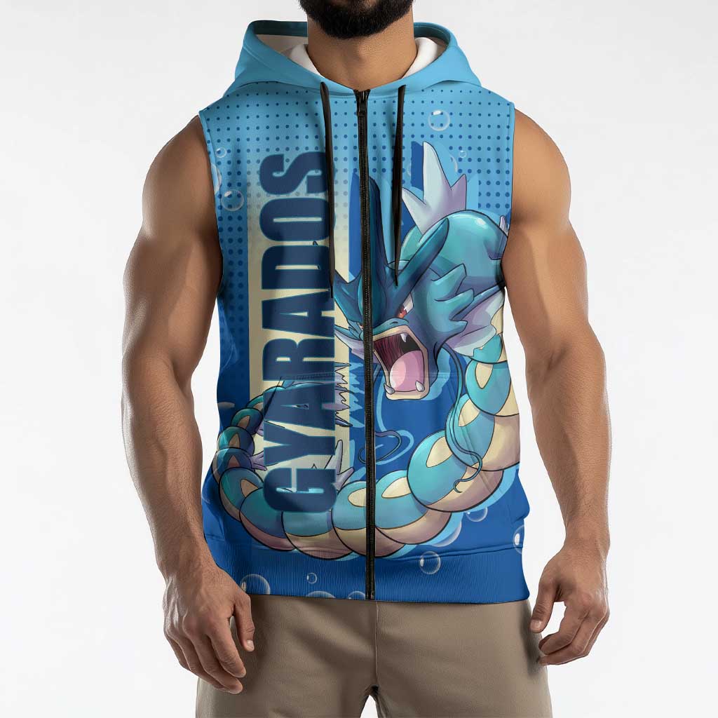 Gyarados from Poké Sleeveless Zip Hoodie with Water Type Power and Fierce Design - The Mazicc
