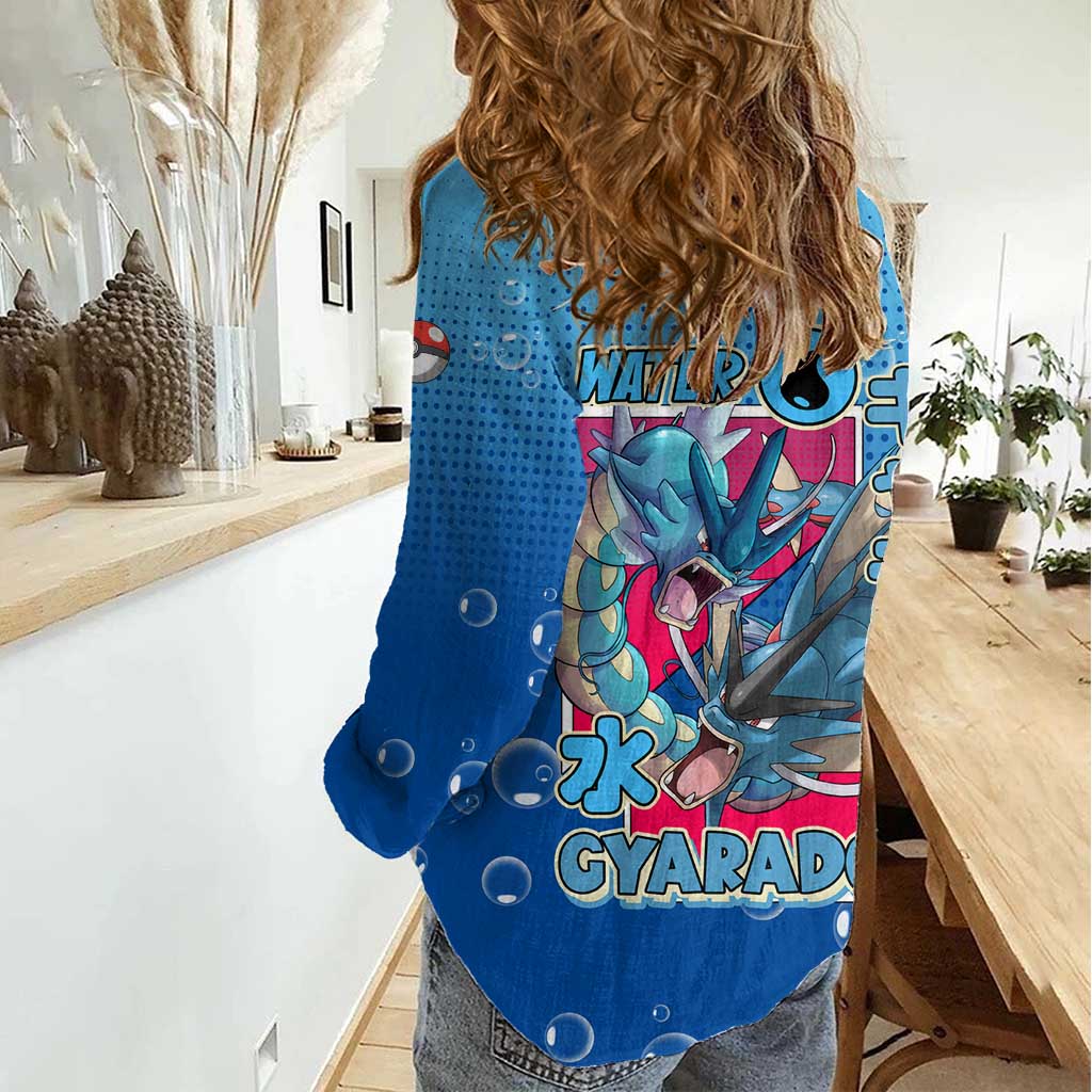Gyarados from Poké Women Casual Shirt with Water Type Power and Fierce Design - The Mazicc